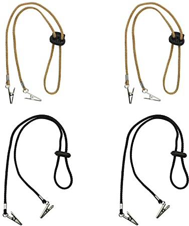 AWYY 4 Stück Serviettenclip, Bib Kette, Verstellbarer Serviettenclip, Serviettenkette Latzclip, Flexible Lanyard Serviettenhalter,Serviette Bib Chain, für Restaurant Erwachsenes Kind (schwarz/gelb)