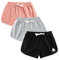 Rolanko Mädchen Gym Kurze Hose, Baumwolle Sommer Heiß Kurze Running Hosen, Kinder aktive Sport Bekleidung zum Tanzen und Yoga, 3 Packungen (Rosa Grau Schwarz, Größe:160, 11-12 Jahre)