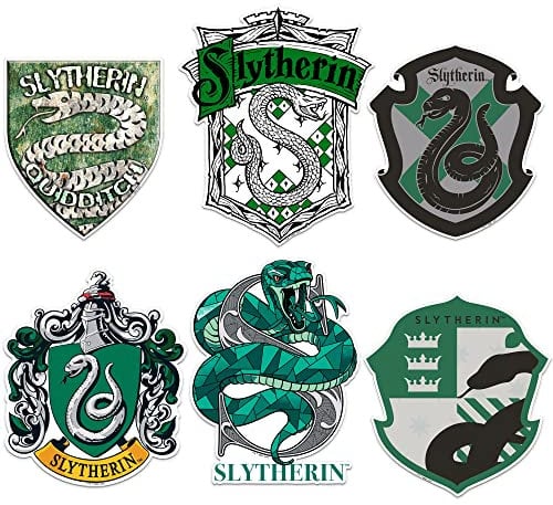 Harry Potter Slytherin Sticker Pack Die Cut Vinyl Large Deluxe Stickers Variety Pack - Laptop, Water Bottle, Scrapbooking, Tablet, Skateboard, Indoor/Outdoor - Set