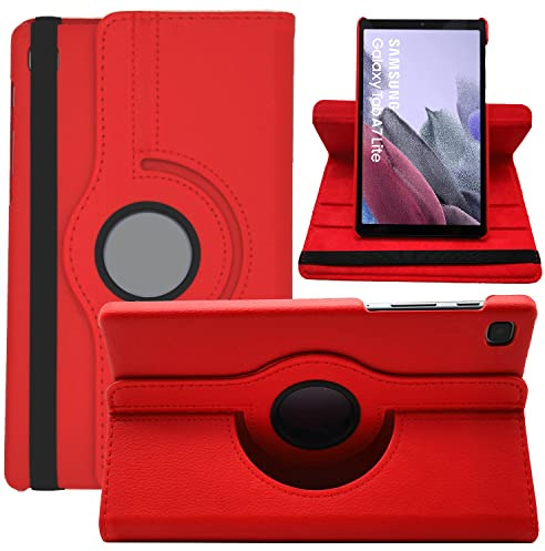 Dlahaby Coque pour Samsung Galaxy Tab A7 Lite 8,7'', Cuir PU avec Support Rotatif Housse de Protection pour Samsung Galaxy Tab A7 Lite 8,7 Pouces SM-T220 /T225 /T227 Tablette,Rouge