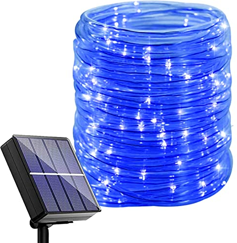 DINOWIN Solar Lichterkette Aussen Wetterfest 30 M 300 LED Wasserdicht Lichterschlauch Außen Lichterkette 8 Modes LED Schlauch Außen für Balkon Party Weihnachten (blau)