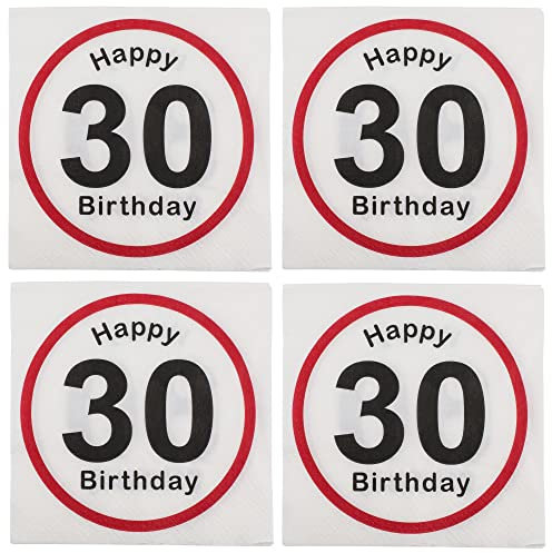 Papierservietten Servietten-Set 3-lagig Größe 33 x 33 cm (4 Pckg. Happy Birthday 30)
