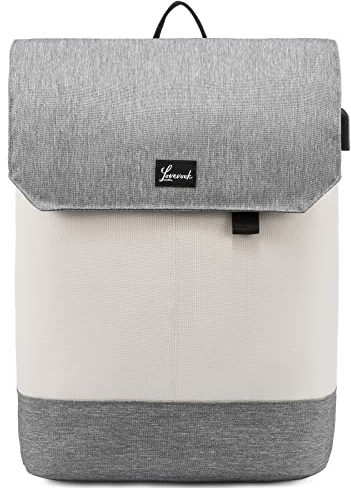 LOVEVOOK Zaino da donna elegante zaino impermeabile con scomparto per computer portatile da 17 pollici e custodia antifurto per gite, università, scuola e ufficio, beige-grigio