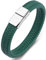 Dsnyu Armreifen für Männer, Armband Geflochten Grün mit Magnet Verschluss 20cm Geflochtene Armbänder Herren Punk Leder für Weihnachten