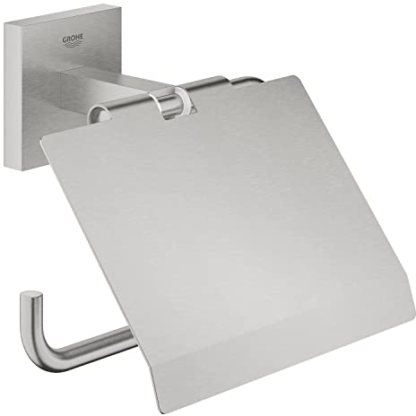 GROHE Start Cube - Papierhalter (mit Deckel, verdeckte Befestigung, Material: Metall), supersteel, 41102DC0