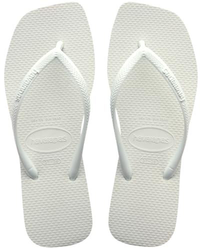 Havaianas Women Slim Square Sandal - Classic Square Toe Sandals - White, 9/10 W