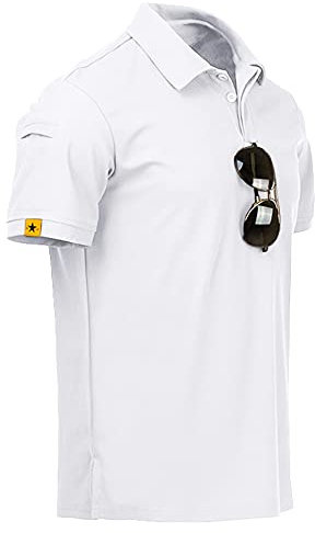 geeksport Poloshirt Herren Kurzarm Freizeit Sport Polo Golf Tshirts Männer Polohemd (Weiß 3XL)