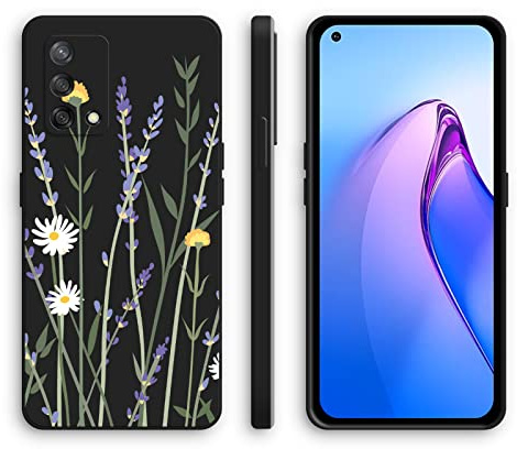 XINYEXIN Silikon Hülle für Oppo A74 4G mit Süßes Muster Ultra Dünn Gerade Kante Weiches Silikon Handyhülle Stoßfest Schutzhülle - Lavender, Black