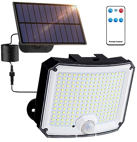 Lámpara Solare Exteriore,Luz Solar Exterior Jardin,3 Modos Luces Solares Led Exterior Jardin, IP65 Focos Led Exterior Solares, 【208LED】 Control Remoto Foco Solar Exterior Lampara Solar Exterior Garaje
