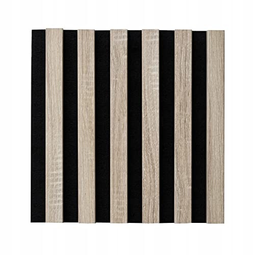 Deccart - 3D Wandpaneele 30x30cm, Lamellenwand Wand Wandpaneele, Filz und MDF, Wandverkleidung, Paneele Wall Lamellenwand, Wandverkleidung schwarz/Eiche-Sonoma