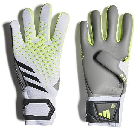 Adidas Unisex Goalkeeper Gloves (W/O Fingersave) Pred Gl Com, White/Lucid Lemon/Black, IA0881, 9-