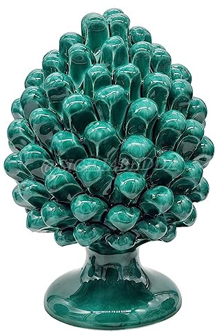 sicilia bedda - Pigna Siciliana - Modello Monocolore in Ceramica di Caltagirone - Prodotto Firmato (VERDE ACQUA, Altezza 22x13)