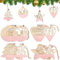 Prmape 24 Stück Weihnachtsdeko Anhänger Set, 4 Stile Christbaumschmuck Holz Personalisiert, Christbaum Hirschkopf Rentier Weihnachtssnhänger für Weihnachten Geschenke DIY Handwerk Basteln