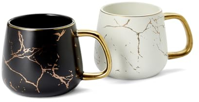 Cha Cult teemando® Becher Jeff Keramik in matt mit Goldauflage, 2-fach sortiert, 0,35 l H 8,6 cm, Ø 7,3 cm