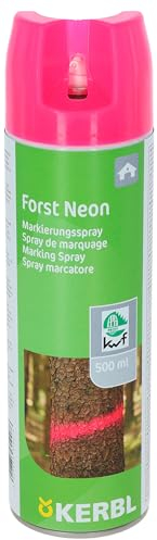 Kerbl Forst Neon 291403 Spray de marquage forestier 500 ml rose fluo à base de charbon d'alcool bio pour bois, métal et béton