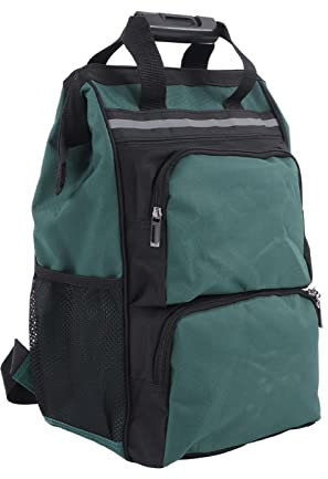 HOHXFYP Werkzeugrucksack, Robuste Werkzeug Organizer Taschen aus Oxford Stoff, Tragbarer Elektriker Rucksack mit Mehreren Fächern und Seitentasche für Elektriker, Klempner(19in-Grün)