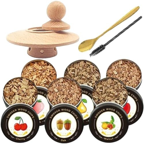 Wudaizhi Cocktail Smoker Kit Whiskey Wooden Wood Hood Smoker for Drinks Kitchen Bar Accessories Tools Bar