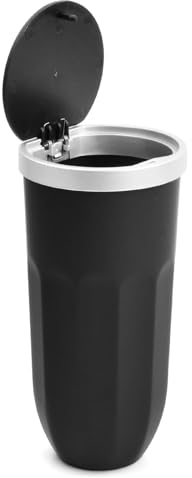Ehuihuan Mini Cubo de Basura para Viajes - Papelera con Tapa - Cubo de Basura para Coche, Mini Cubo de Plástico y Metal, Cubo de Basura Portátil para Coche, Casa, Oficina, Cocina y Dormitorio (Negro)