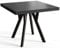 Quadratischer Esszimmertisch RICO, ausziehbarer Tisch, Größe: 120-220X120X77 cm, Wohnzimmertisch Farbe: Schwarz, mit Holzbeinen in Farbe Schwarz