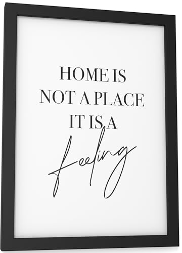 Papierschmiede® Bilder Home Kunstdruck mit Rahmen A5 (15x21 cm) Spruch Poster Zuhause Schrift Bild Wanddeko in schwarz weiß, Sprüche für Wohnzimmer Büro Küche, Home Feeling