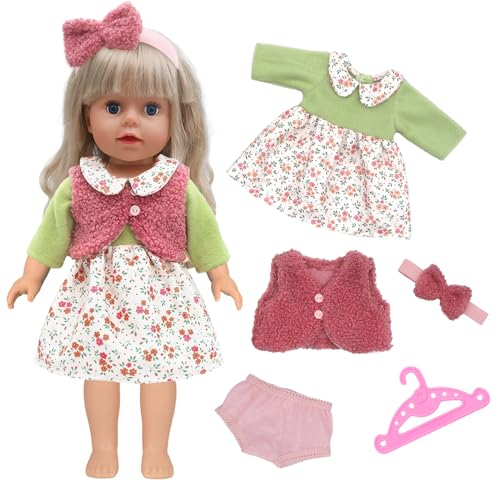 Puppenkleidung für 36-43 cm Baby Puppen New Born Baby Puppen Kleidung (Keine Puppe) Kleider Mäntel Haarbänder Pyjamas Unterhosen Kleiderbügel Kompatibel mit Puppenkleidung 14–18 Zoll
