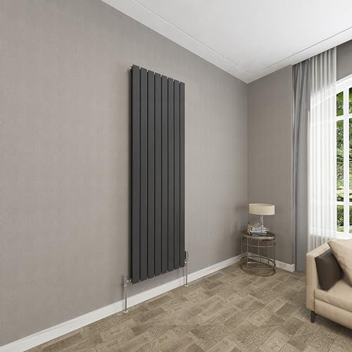 Sky bathroom | 1800x544mm Vertical Designer Radiators Black Flat Panel Double Panel Central Heating Radiator