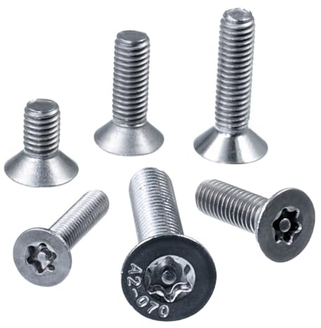 SECCARO Tornillo avellanado de seguridad con pin M5 x 60 mm, acero inoxidable V2A, VA A2, DIN 7991/ISO 10642, rosca completa, 20 unidades