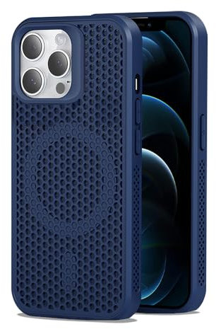 Dqtaoply for iPhone 12 Pro Max Case, Slim Shockproof Protection with Magnetic case Breathable Heat dissipation Phone Cover for iPhone 12 Pro Max - Blue