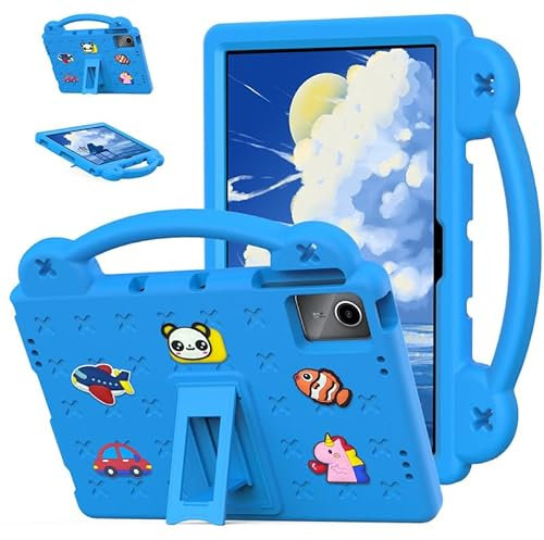 Case for Lenovo Tab P11 / P11 Plus 11 Inch 2021 (TB-J606/TB-J607/TB-J616) Kids Friendly, Handle with Stand, Cute DIY Cartoon, EVA Foam Lightweight Shockproof Tablet Cover, Blue