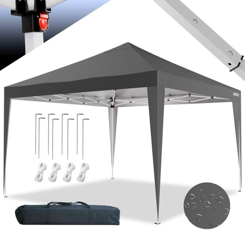 24MOVE® Pavillon Santos 3x3m Pop-Up UV-Schutz 50+ Wasserdicht & Winterfest mit Tasche faltbar & stabil, für Camping & Garten Faltpavillon - Partyzelt Grau
