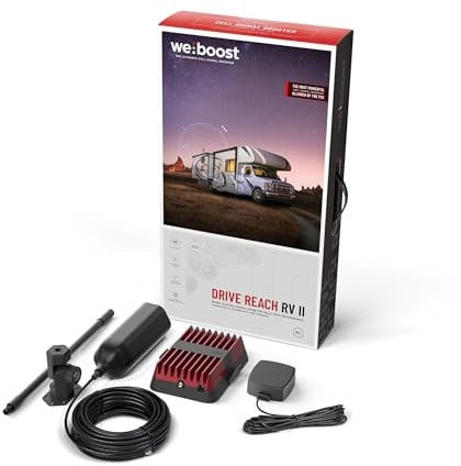 weBoost Drive Reach RV II- Cell Phone Signal Booster kit | Boosts 4G LTE & 5G for All U.S. Carriers - Verizon, AT&T, T-Mobile & More | Made in the U.S. | FCC Approved (Model 474061)