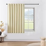 Joydeco Blickdichte Vorhänge mit Schlaufen Gardinen 1er Set,Verdunkelungsvorhang Beige Thermovorhang Hitzeschutz, Schlaufenschal für Schlafzimmer Wohnzimmer