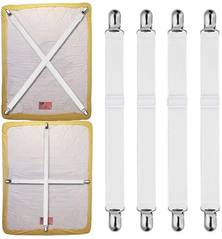 YIXINHE Verstellbarer Bettlakenspanner verstellbar, bettlaken Spanner,55–250 cm, für Faltenfreie Betten, 4 Stück, Metallclip, für Matratzen, Bügelbretter, Sofa