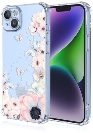 ILING Case for TCL 501, Ultra Thin Elegant Flower and Cute Cartoon Pattern Design Transparent Shockproof Soft Silicone TPU Bumper Women Girls Cover (Pink flowers)