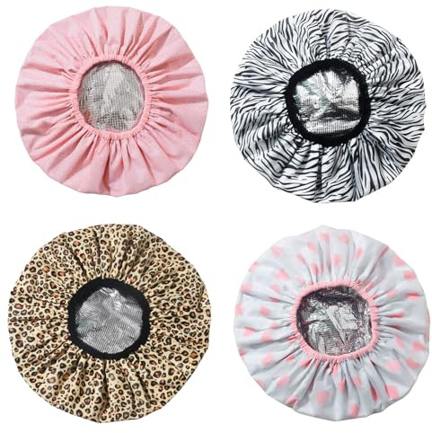 4Pcs Heat Cap For Deep Conditioning, Double Layer Deep Conditioning Cap, Aluminum Foil Hair Processing Caps, Reusable Shower Caps Steam Caps for Home, Salon, Hot Oil Hair Treatment