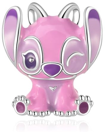 RMMY Charms aus 925 Sterling Silber: Niedlicher rosa Alien-Hund-Anhänger, passend zu Damenarmbändern, Schmuckgeschenke