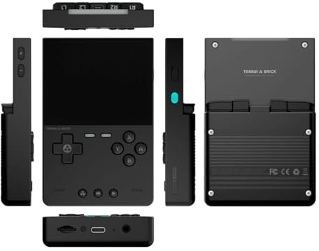 TRIMUI Brick Console de jeu rétro portable IPS 8,1 cm avec éclairage RVB, plaque arrière en métal, Wi-Fi multijoueur – Noir, 128 Go