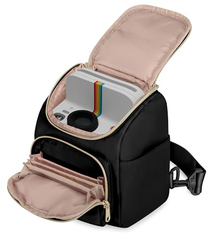 Prokva Crossbody-Tasche für Polaroid, Kamera Sling Tasche, Schwarz | Kompatibel mit Polaroid Now I-Type / Now+ I-Type / OneStep+ / OneStep 2 VF / Flip / Go-Serie, Nur Leere Tasche
