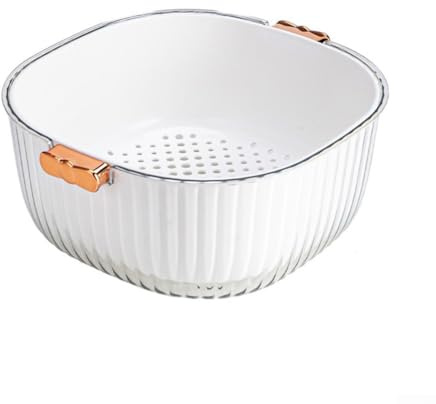 Food Strainers for Kitchen Plastic Berry Basket Colander with Handles Designed for Washing Small Fruits and Dishwasher Safe Construction (B)