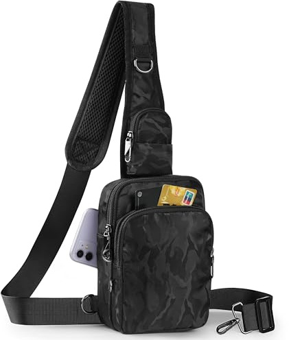 Tibroni Anti Diebstahl Umhängetasche Chest Crossbody Bag Brusttasche Herren Damen Schultertasche Wasserdicht Sling Bag Tasche Klein Handtasche mit Reißverschluss Lock und RFID-Blockierung