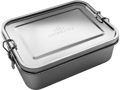 EKOBENTO Lunch Box Inox 1200 ml Nomad avec séparateur – Boîte Repas Acier Inoxydable Hermétique et Étanche | Couvercle Inox + Joint de rechange inlus | Durable, Sans BPA, Zéro Déchet
