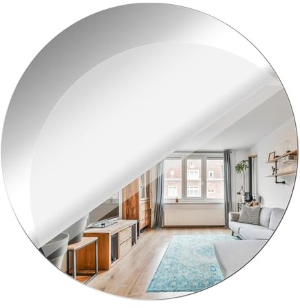30cm Espejo Adhesivo para Paredes, Espejo de Pared Redondo Autoadhesivo | Espejos Redondo Sin Marco, Acrílico Espejos Redondos Autoadhesivo, Acrílico Espeja de Ducha, para Sala de Estar, Dormitorio