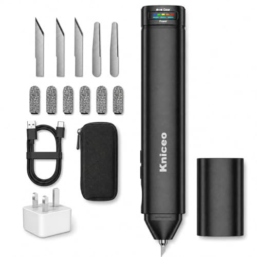 Cordless Ultrasonic Cutter Knife Kniceo 40KHz 30W with Gyro Sensor Auto Start/Stop, Real Auto Tuning, Dual-Side Contact, Safety Lock for Plastic Wood Carbon Fiber PCB