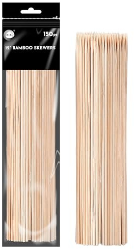 DID, 12 Bamboo Skewers, Wooden Long Toothpicks, Food Picks Skewers for BBQ Grill, Appetizers, Fruit, Party, Catering Supplies, Arts & Crafts, Comes in Resealable Bag for Clean Storage - 150pc