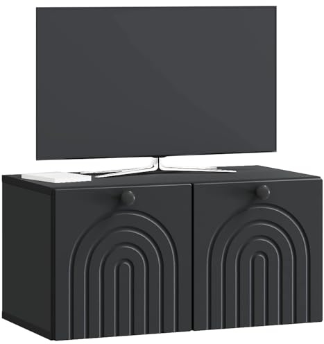 vidaXL Wandmontierter TV-Schrank Schwarz 59,5 x 31 x 30 cm, Modernes Wohnzimmer Lager, rechteckiges Design, Wandregal, praktische Medieneinheit, viele Entertainment Plätze