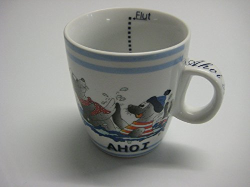 Tasse/Kinderbecher AHOI Seehunde im Meer mit Mütze/Innen Ebbe und Flut DER KLEINE 0,2l
