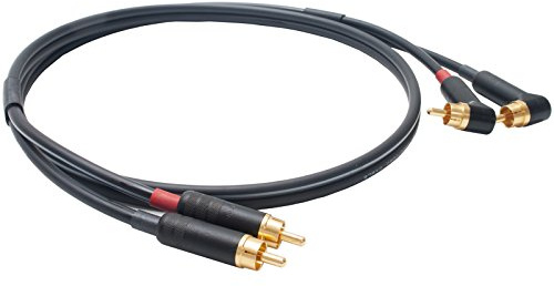 Mogami Twin RCA to Angled RCA Lead. Low Capacitance 75ohm Audio Coax Cable. Gold (25cm)