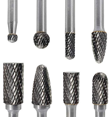 Carbide Burr Set JESTUOUS 1/4 Inch Shank Diameter Double Cut 8pcs