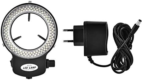 Akozon 144 LED Anneau Lumière Perles Source de Lumière Lumineux Anneau Réglable Lampe pour Stéréo Microscope(Noir)