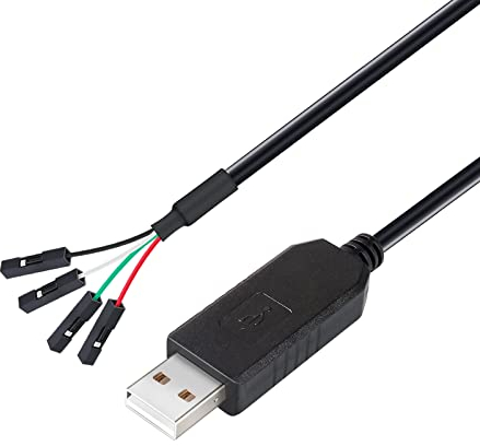 DTECH USB auf TTL Serial 3,3 V Adapterkabel TX RX Signal 4-polig 0,3 cm Pitch Buchse PL2303 Prolific Chip Windows 10 8 7 XP Vista (1,8 m, schwarz)